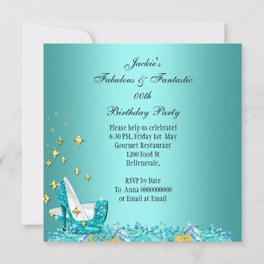 Blauwgroen blauw glitter op hoge hoogte verbluffen kaart (Achterkant)