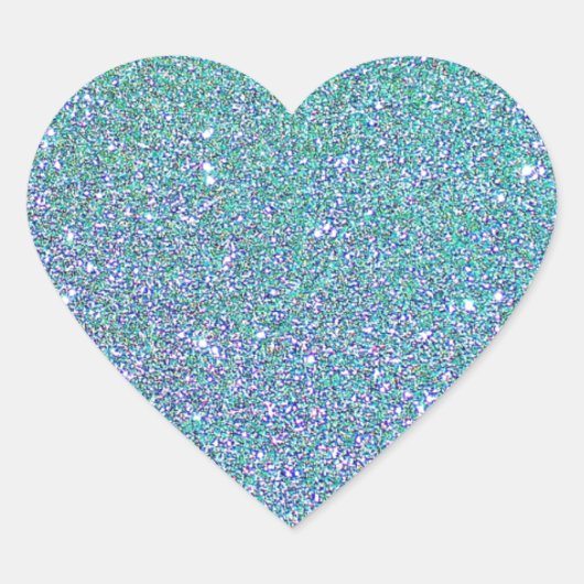 Blauwgroen blauw glitter textuurpatroon hart sticker (Voorkant)