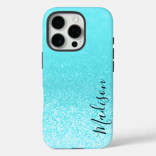 Blauwgroen blauw glitterlicht op maat Case-Mate iPhone case (Achterkant)