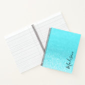Blauwgroen blauw glitterlicht op maat notitieboek (Binnen)