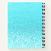 Blauwgroen blauw glitterlicht op maat notitieboek (Achterkant)