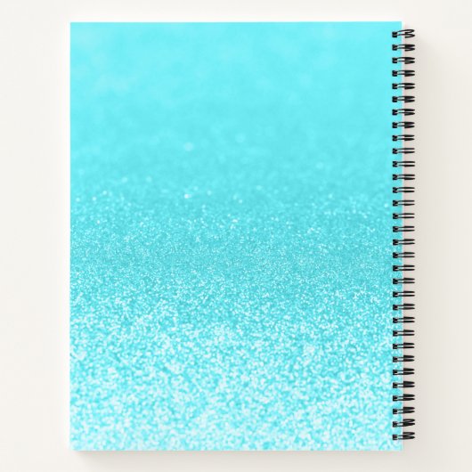 Blauwgroen blauw glitterlicht op maat notitieboek (Achterkant)