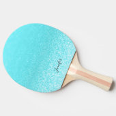 Blauwgroen blauw glitterlicht op maat tafeltennisbatje (Zijkant)