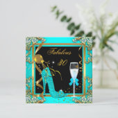 Blauwgroen Blauw Gold Fabulous 30-jarig feest Kaart (Staand voorkant)