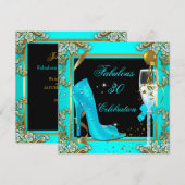 Blauwgroen blauw goud 30e verjaardag op hoge hoogt kaart (Voorkant / Achterkant)