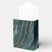 Blauwgroen Blauw Goud Abstract Waterverf Bruiloft Bedankdoosjes (Geopend)