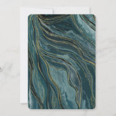 Blauwgroen Blauw Goud Abstract Waterverf Bruiloft Kaart (Achterkant)