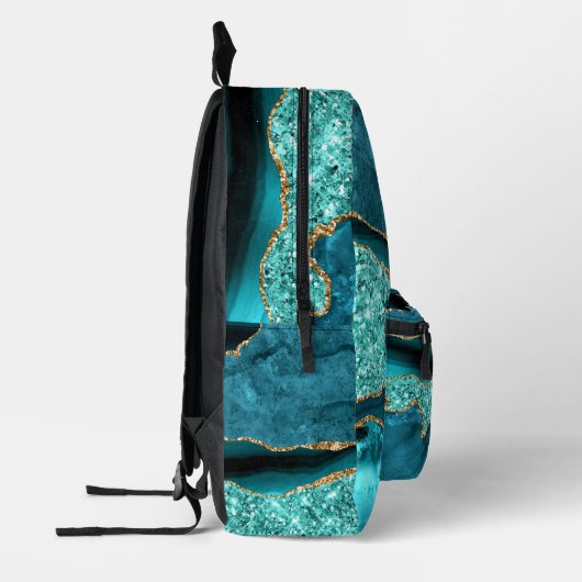 Blauwgroen Blauw Goud Agua Turquoise Aangepaste Na Bedrukte Rugzak (Links)