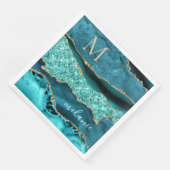 Blauwgroen Blauw Goud Aqua Custom Letter Naam Serv Servet (Hoek)