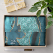 Blauwgroen Blauw Goud Aqua Custom Name Tissue Pape Tissuepapier (Geschenk)