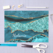 Blauwgroen Blauw Goud Aqua Custom Name Tissue Pape Tissuepapier (Craft)
