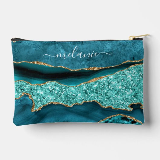 Blauwgroen Blauw Goud Aqua Turquoise Aangepaste Na Etui (Achterkant)
