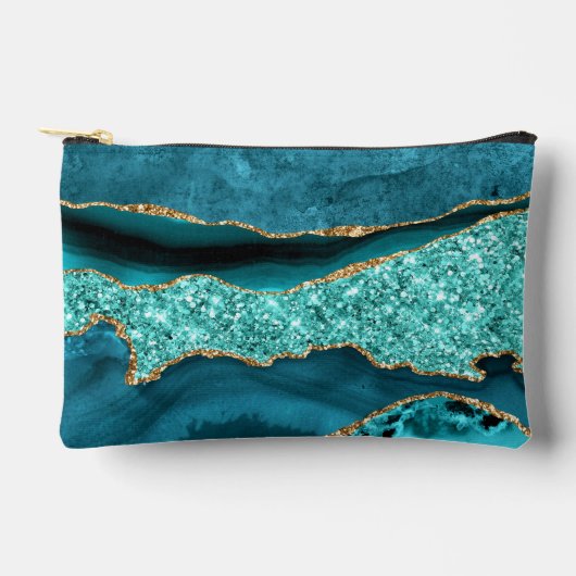 Blauwgroen Blauw Goud Aqua Turquoise Aangepaste Na Etui (Voorkant)