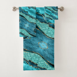 Blauwgroen Blauw Goud Aqua Turquoise Bathy Handdoe Bad Handdoek