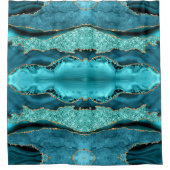 Blauwgroen Blauw Goud Aqua Turquoise Douchegordijn (Voorkant)