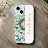 Blauwgroen Blauw Goud Bloemen Mandala Gepersonalis Case-Mate iPhone Case