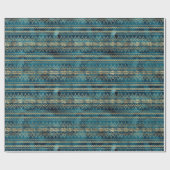 Blauwgroen Blauw Goud Boho Cadeaupapier (Vlak)