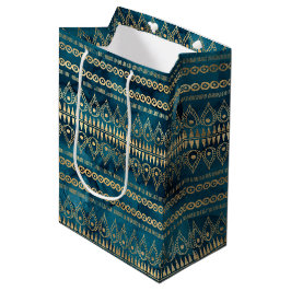 Blauwgroen Blauw Goud Boho Medium Cadeauzakje