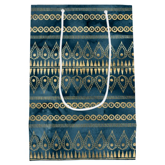 Blauwgroen Blauw Goud Boho Medium Cadeauzakje (Achterkant)