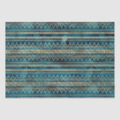 Blauwgroen Blauw Goud Boho Tissuepapier (Voorkant)