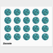 Blauwgroen blauw & goud chique wervelen moderne br ronde sticker (Vel)