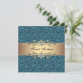 Blauwgroen Blauw Goud Classy Jewel Sweet Sixteen P Kaart (Staand voorkant)