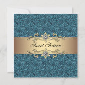 Blauwgroen Blauw Goud Classy Jewel Sweet Sixteen P Kaart (Voorkant)