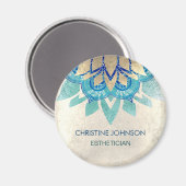 blauwgroen blauw goud folie lotus logo magneet (Voorkant / Achterkant)