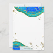 Blauwgroen Blauw & Goud Geode Agate Hanukkah Vakan Kaart (Achterkant)