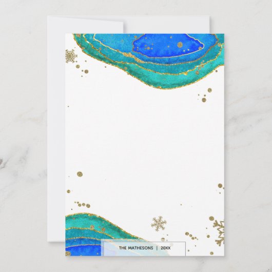 Blauwgroen Blauw & Goud Geode Agate Hanukkah Vakan Kaart (Achterkant)