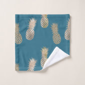 Blauwgroen Blauw Goud Glam Ananas Bad Handdoek (Wasdoekje)