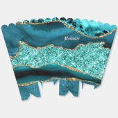 Blauwgroen Blauw Goud Glitter Aangepaste Naam Popc Bedankdoosjes (Ongevouwen)