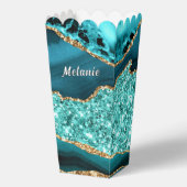 Blauwgroen Blauw Goud Glitter Aangepaste Naam Popc Bedankdoosjes (Voorkant)