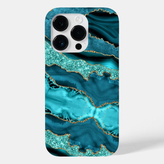 Blauwgroen Blauw Goud Glitter Aqua Turquoise iPhon Case-Mate iPhone Case (Achterkant)