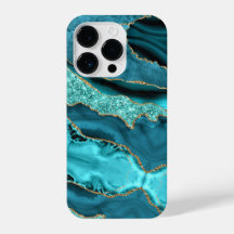 Blauwgroen Blauw Goud Glitter Aqua Turquoise iPhon
