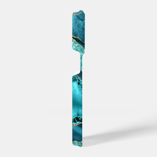 Blauwgroen Blauw Goud Glitter Aqua Turquoise iPhon iPhone Hoesje (Rechterkant)
