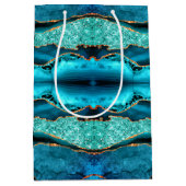 Blauwgroen Blauw Goud Glitter Marmer Aqua Gift Bag Medium Cadeauzakje (Voorkant)