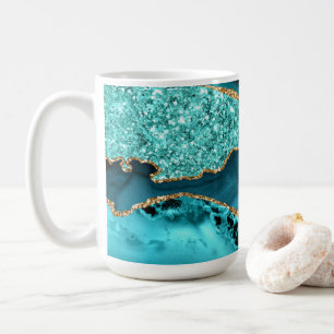 Blauwgroen Blauw Goud Glitter Marmer Aqua Turquois Koffiemok