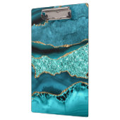 Blauwgroen blauw goud glitter marmer turquoise kle klembord (Links)