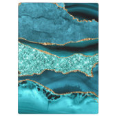Blauwgroen blauw goud glitter marmer turquoise kle klembord (Achterkant)
