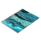 Blauwgroen Blauw Goud Glitter Marmer Turquoise Not Notitieboek (Linkerzijde)