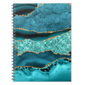 Blauwgroen Blauw Goud Glitter Marmer Turquoise Not Notitieboek (Voorkant)