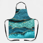 Blauwgroen Blauw Goud Glitter Marmer Turquoise Sch Schort (Voorkant)