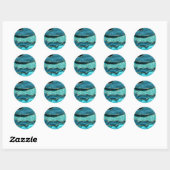 Blauwgroen Blauw Goud Glitter Marmer Turquoise Sti Ronde Sticker (Vel)