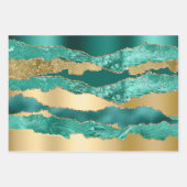 Blauwgroen blauw goud glitter metallic folie chic inpakpapier vel (Voorkant 3)