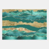 Blauwgroen blauw goud glitter metallic folie chic inpakpapier vel (Voorkant 2)