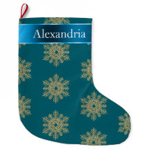 Blauwgroen Blauw Goud Glitter Sneeuwvlokken Kerstn