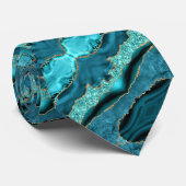 Blauwgroen Blauw Goud Glitter Sparkle Turquoise St Stropdas (Opgerold)