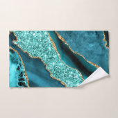 Blauwgroen blauw goud glitter turquoise badhanddoe bad handdoek (Handdoek)