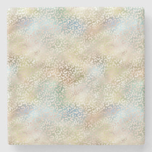 Blauwgroen Blauw Goud Groen Glam Luipaard Print Stenen Onderzetter